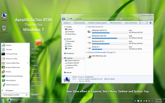 Download Free AeroVG Se7en Windows 7 Theme Visual Style