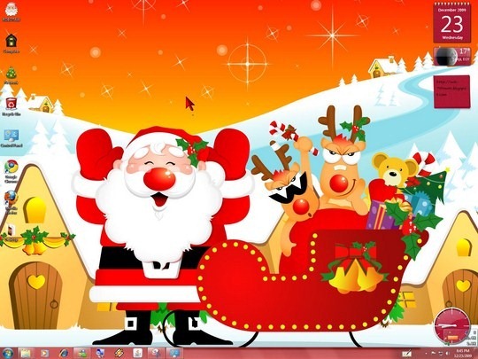 Download Free Christmas Windows 7 Theme With Christmas Sounds , Icons, Cursors, Gadgets And Screen Saver