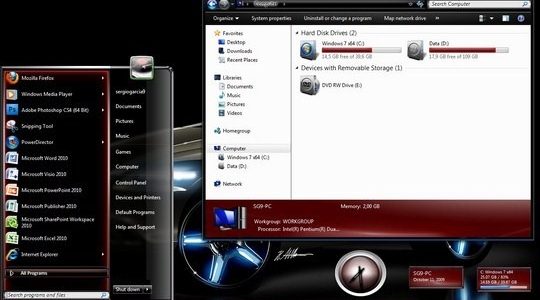 Red Fusion Windows 7 Theme 3rd Party
