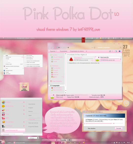 Download Free Pink Polka Windows 7 Visual Style Theme