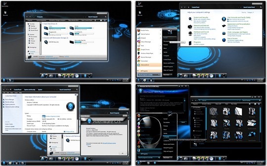 Download Free Blue Alienware Windows 7 Skin Pack