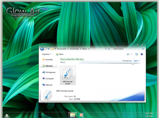 Download Free Glow Air Final Windows 7 Visual Style