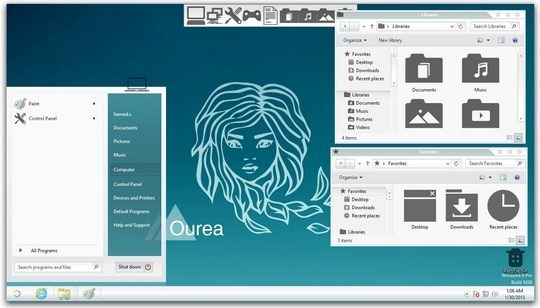 Download Free Ourea Windows 8 Skin Pack