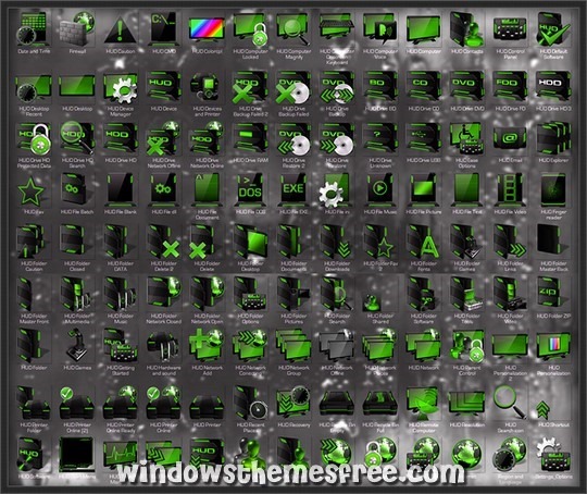 Download Free HUD Green Windows Icon Pack