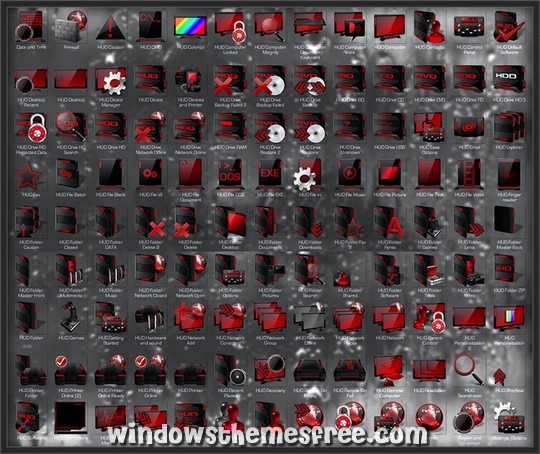 Download Free HUD Red Windows Icon Pack