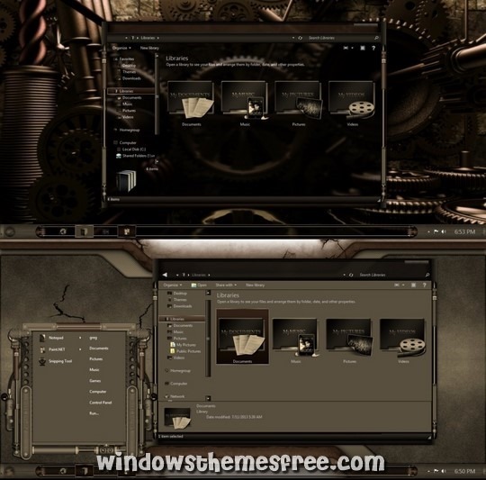 Download Free Mechanism-Sepia Windows 7 Visual Style