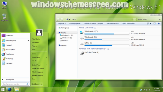Download Free AeroVG Ei8ht.1ne Windows 8 Visual Style