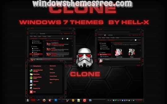 Download Free CLONE-RED Windows 7 Visual Style