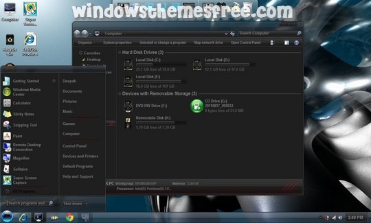 Download Free Windows Black Windows 7 Skin Pack